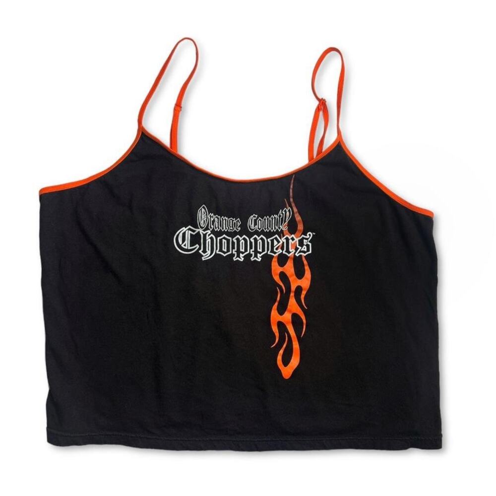 Y2K Orange County Choppers Black & Orange Flame Cami Tank Top Size XL / 2XL